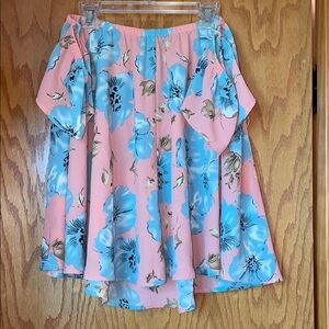 Ditzy daizy - Floral Pink and Blue Women's Skirt